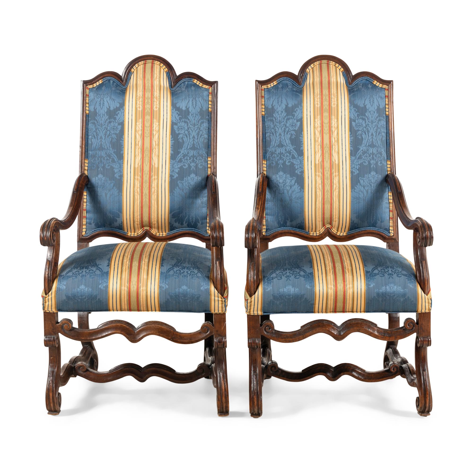 A Pair of Louis XIII Walnut Fauteils