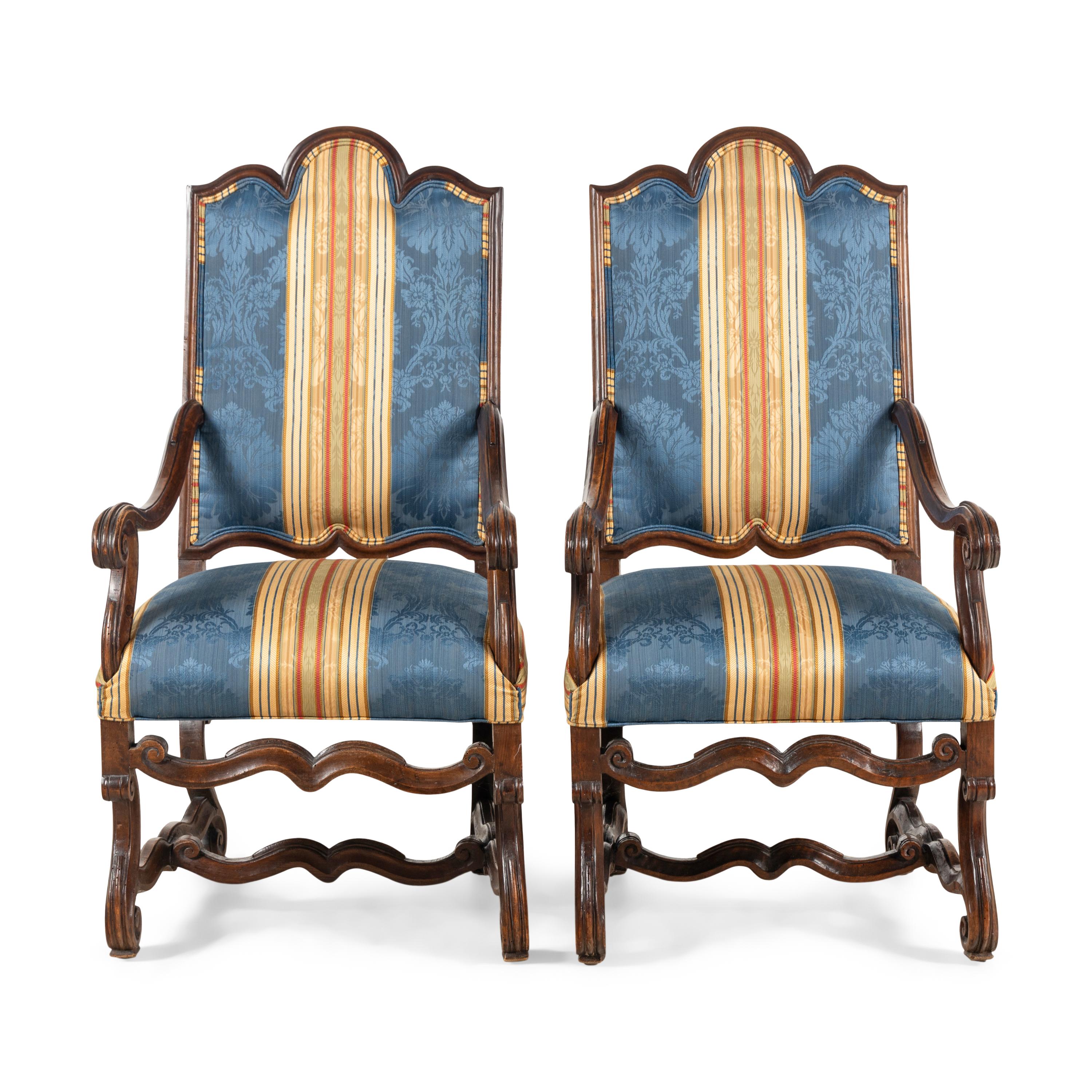 A Pair of Louis XIII Walnut Fauteils