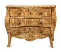 A Louis XV Style Wine Cork-Veneered Marble-Top Commode — 20TH CENTURY