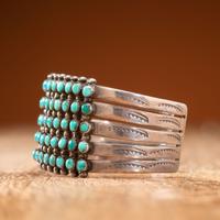 Zuni Silver and Petit Point Turquoise Cuff Bracelet