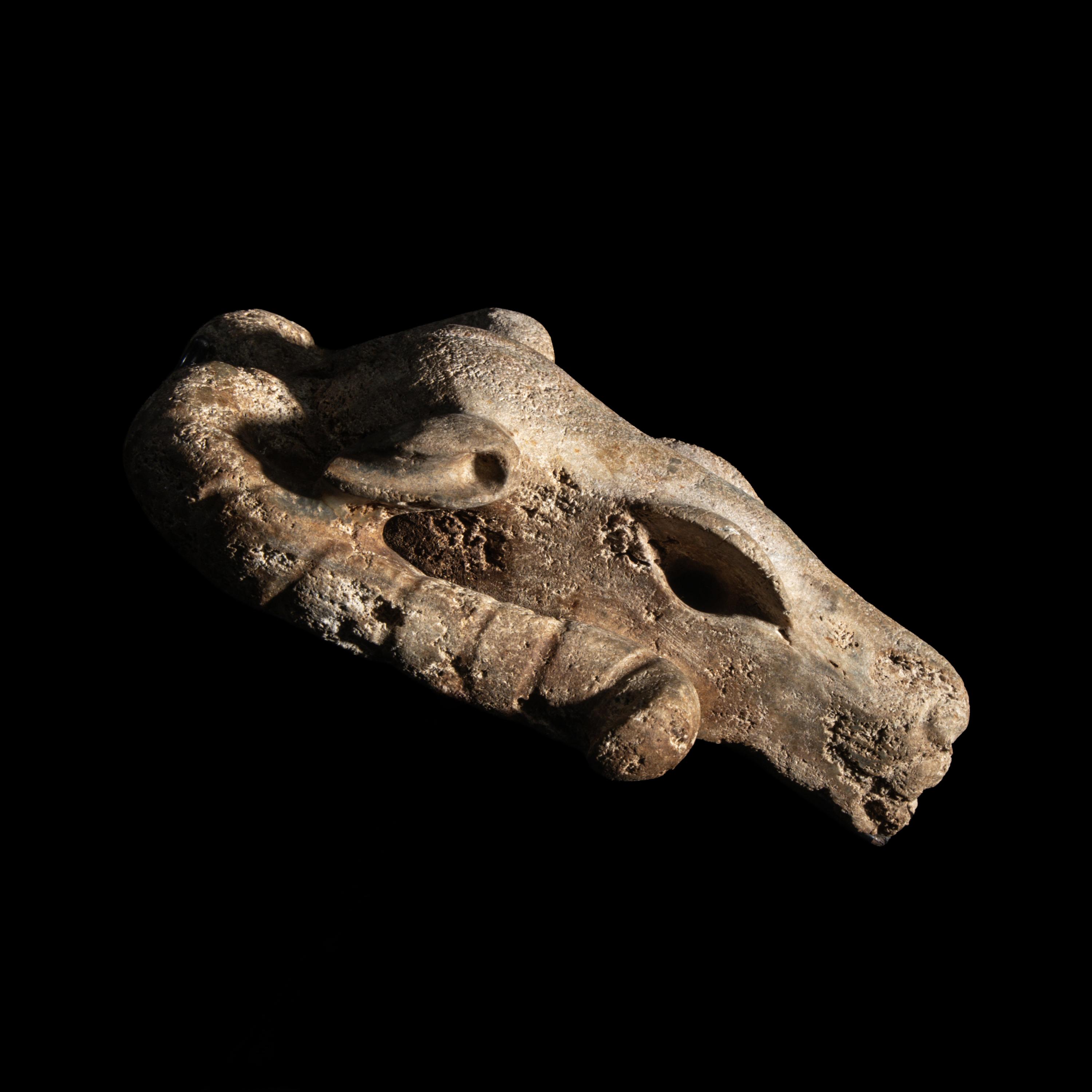 A Western Asiatic Jadeite or Serpentine Ram’s Skull