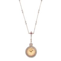 LACLOCHE FRÈRES, ANTIQUE, ENAMEL AND DIAMOND PENDANT WATCH
