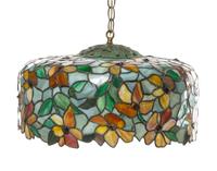 An American Leaded and Jeweled Glass Fixture Diameter 18 inches.