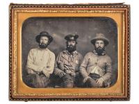 [WESTERN AMERICANA - MINING]. A half plate daguerreotype of three gold miners.