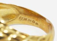 An 18K Yellow Gold, Pearl, and Diamond Ring