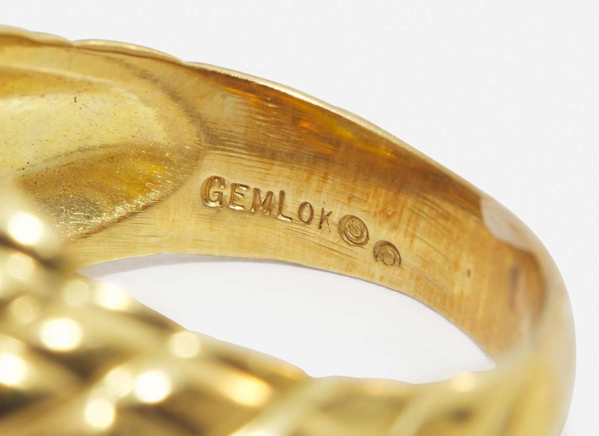 An 18K Yellow Gold, Pearl, and Diamond Ring