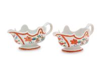 A Pair of Chinese Export Famille Verte Porcelain Sauce Boats