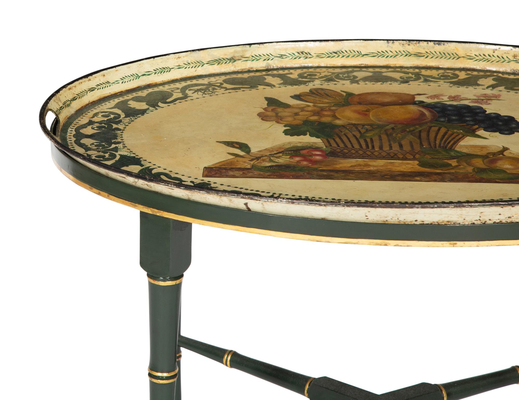 A Regency Style Painted Tole Tray Top Table