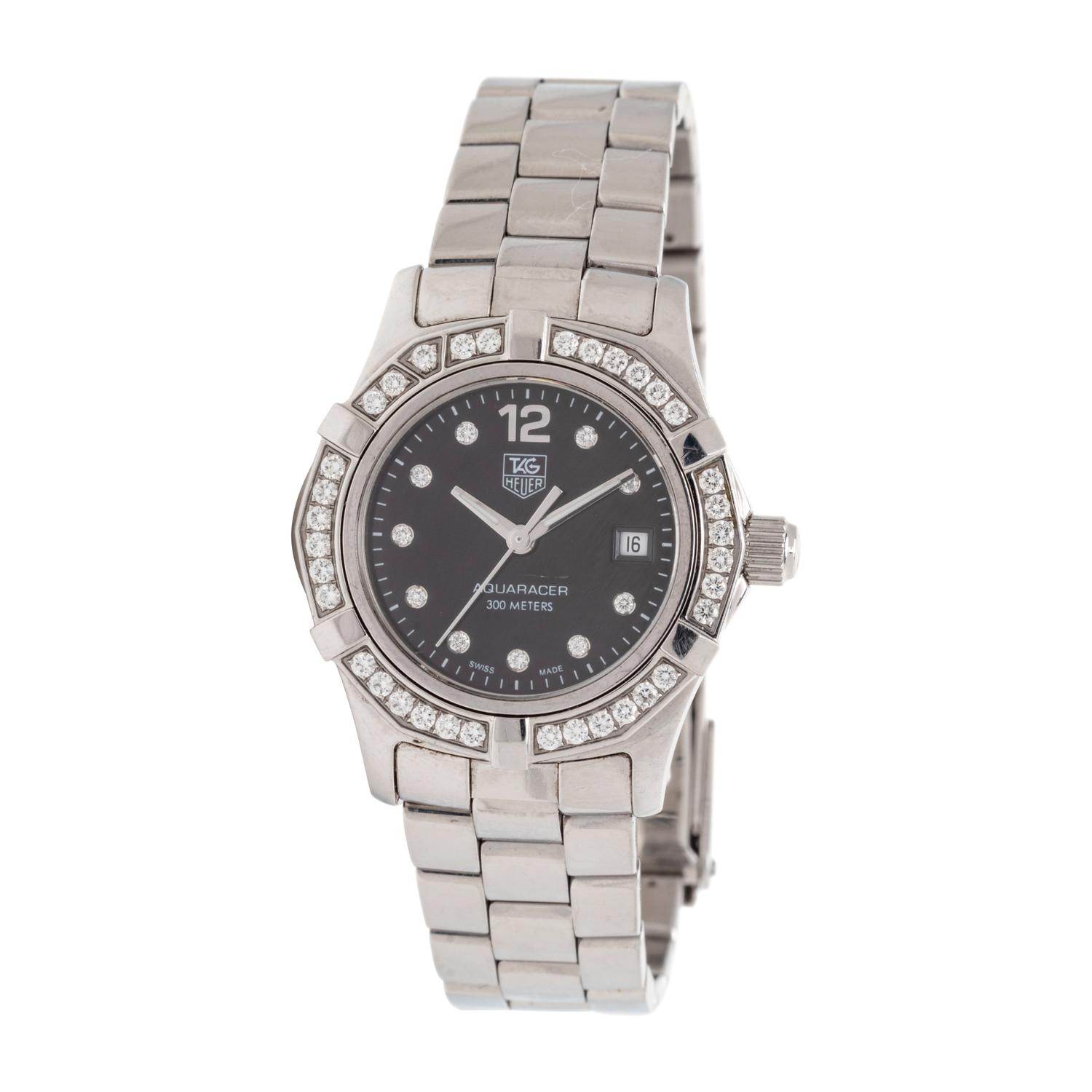 TAG HEUER, STAINLESS STEEL AND DIAMOND 'AQUARACER' WRISTWATCH
