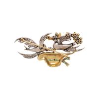 VINTAGE, MULTIGEM AND DIAMOND BIRD BROOCH