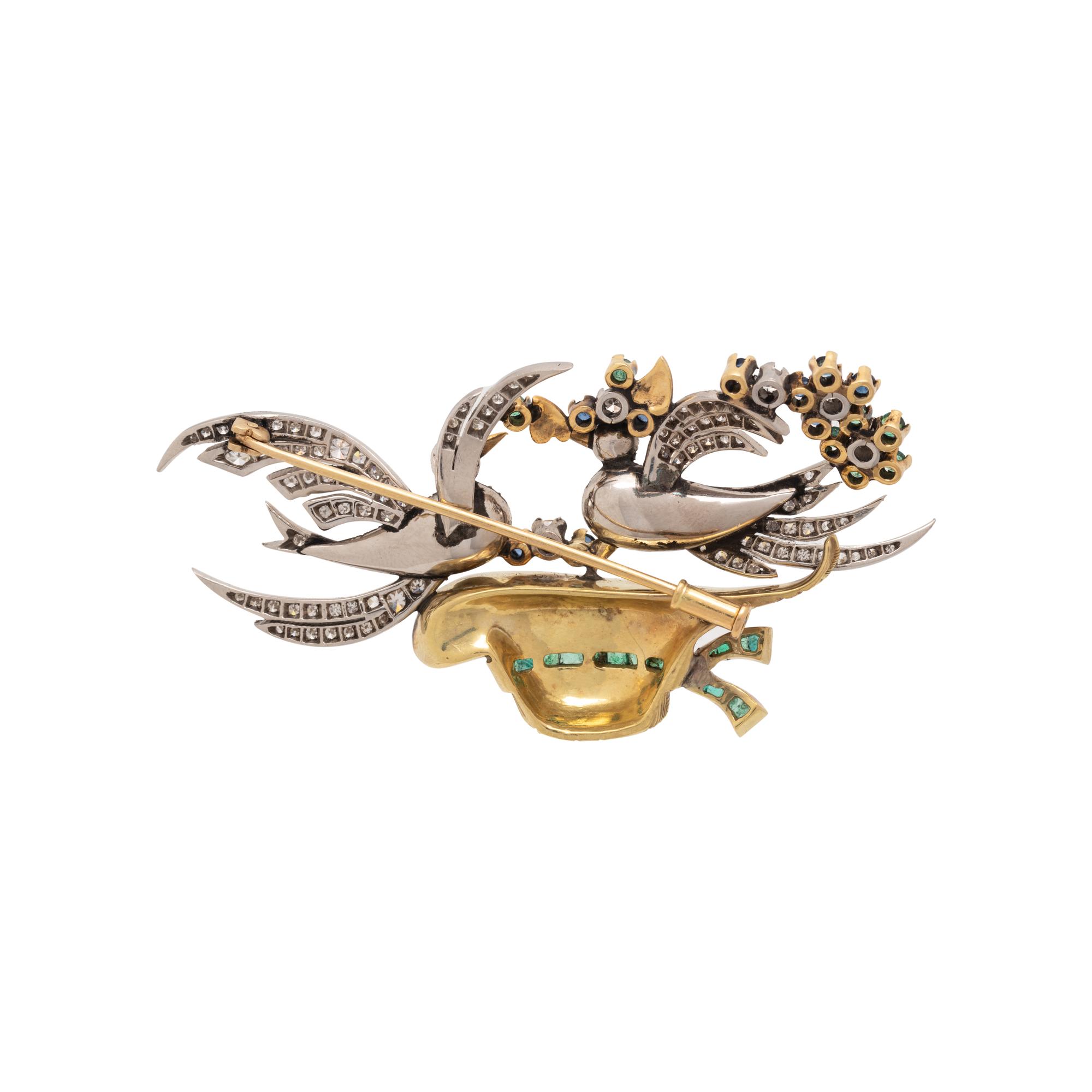 VINTAGE, MULTIGEM AND DIAMOND BIRD BROOCH