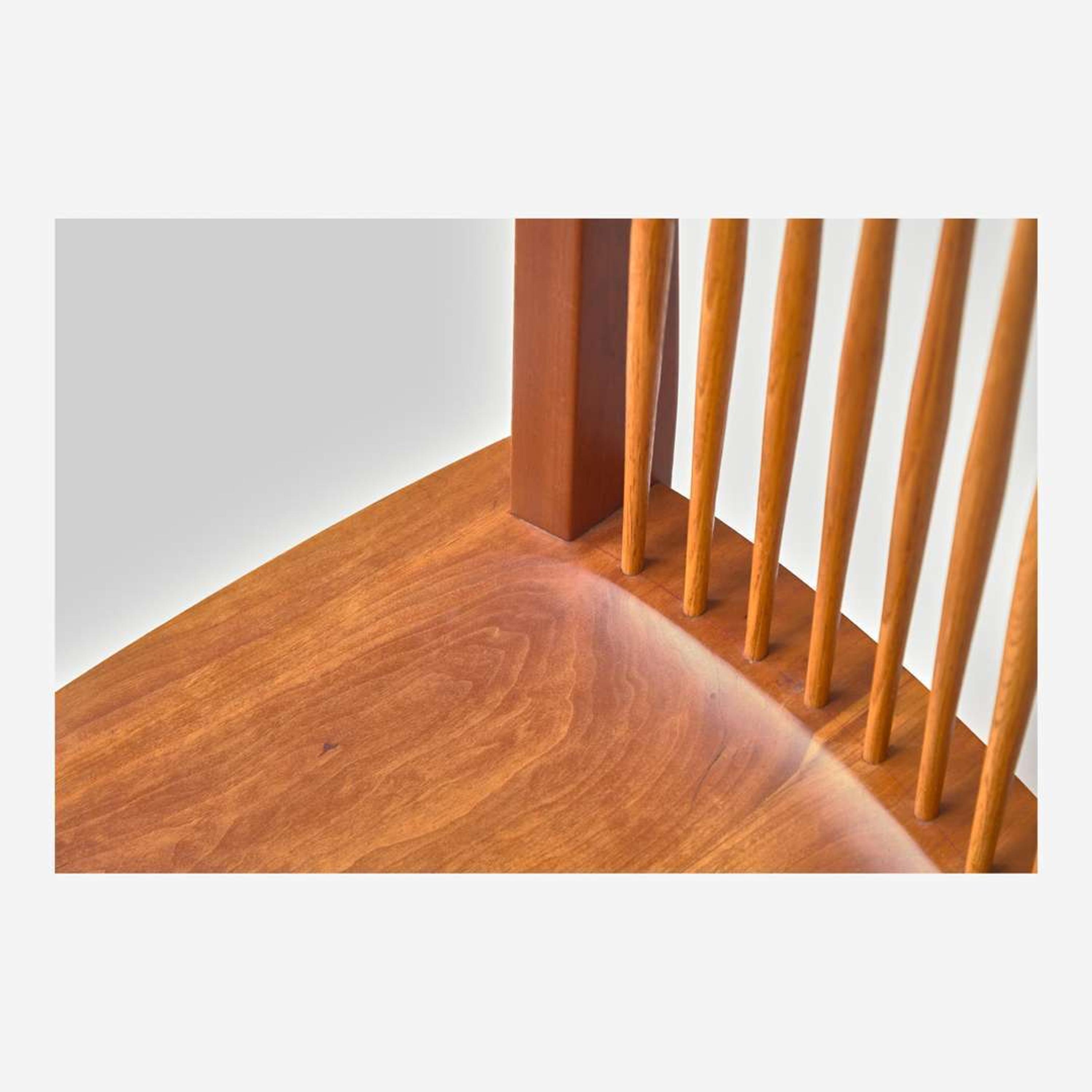 George Nakashima (American, 1905-1990) Fine Single-Board "Trestle" Dining Table and Set of Six "Conoid" Dining Chairs, New Hope, Pennsylvania, 1986-87