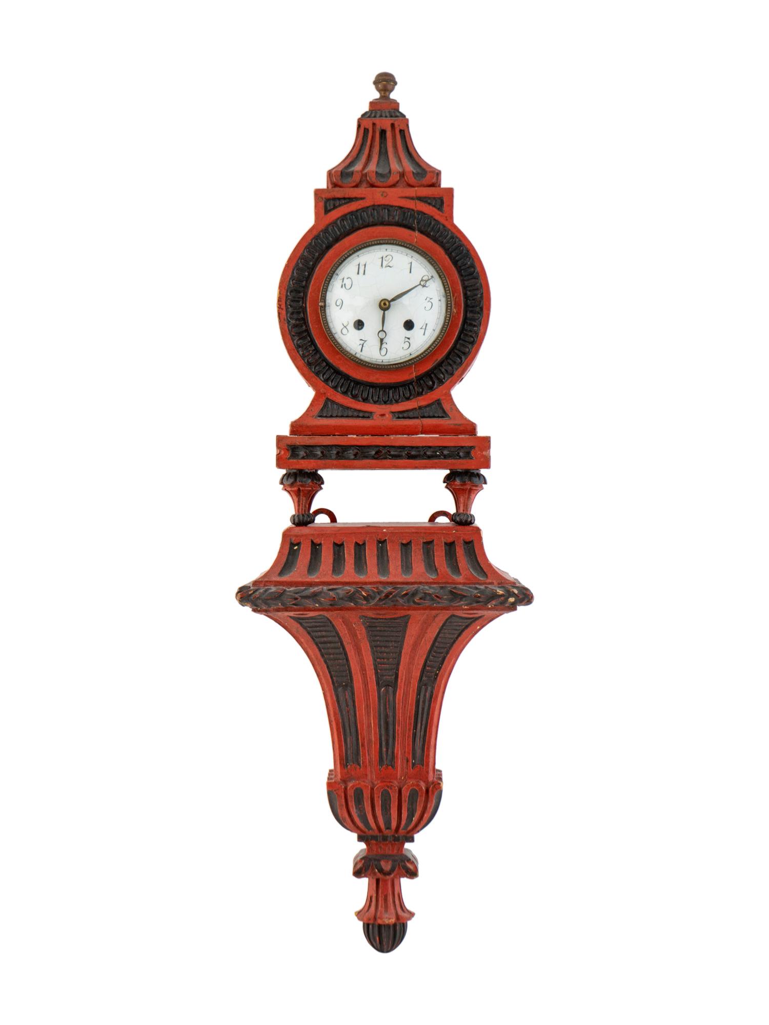 A Louis XV Style Black and Red Painted Bracket Clock — 20TH CENTURY