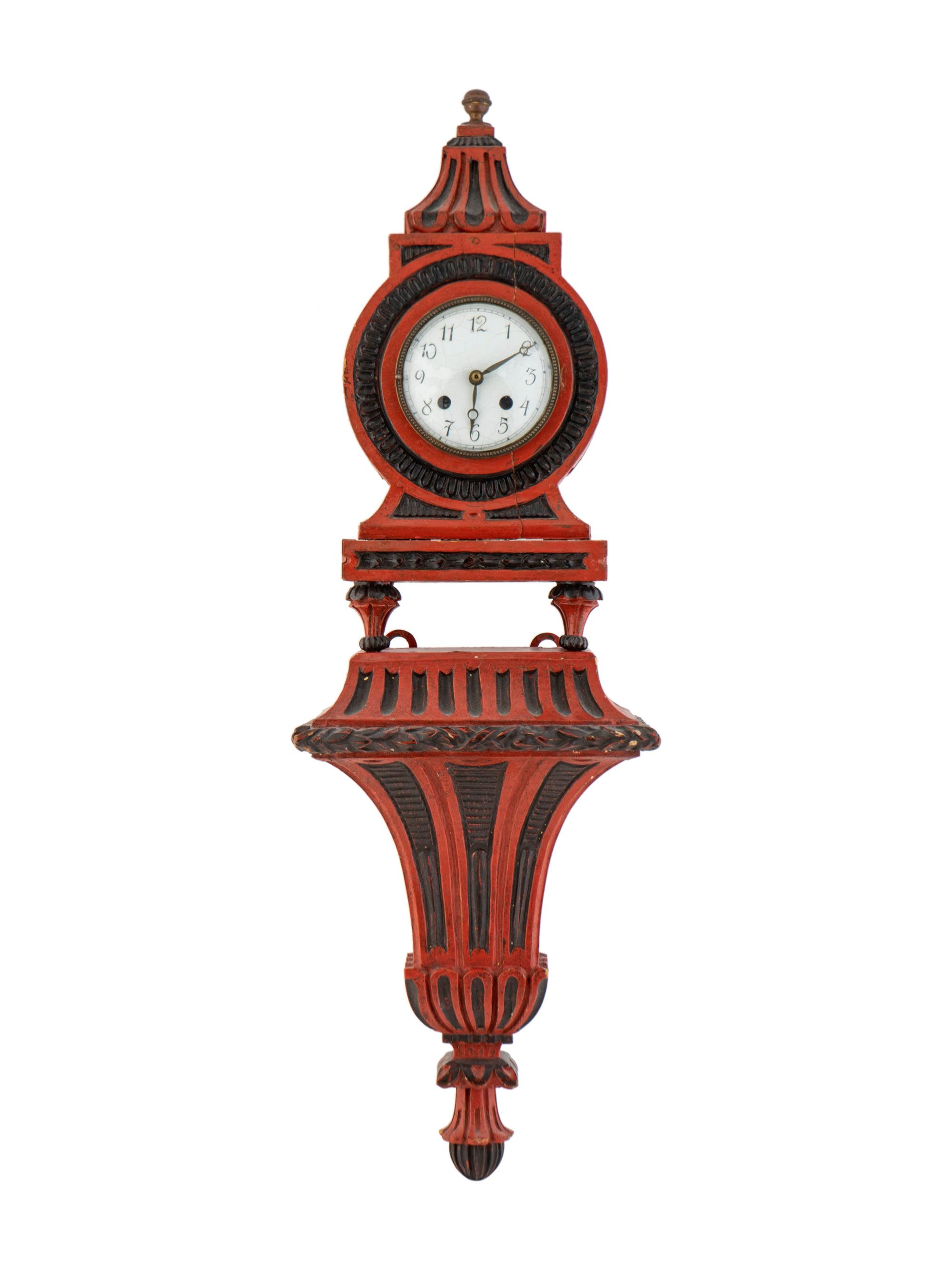 A Louis XV Style Black and Red Painted Bracket Clock — 20TH CENTURY