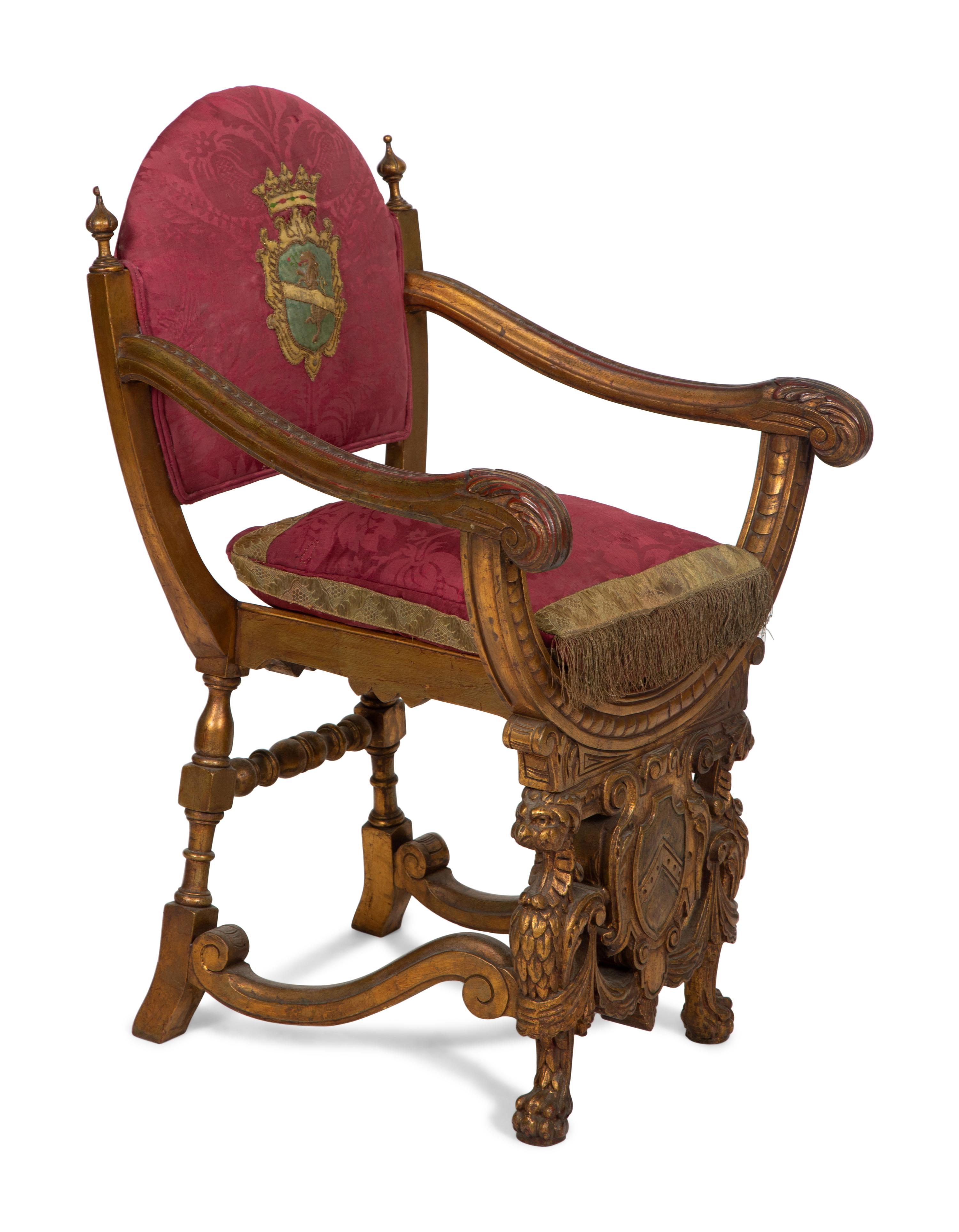 An Italian Giltwood Savonarola Armchair