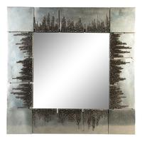 A Brutalist Artisan Designed Square Steel Framed Mirror — 20th Century