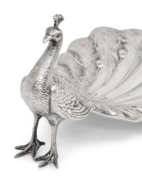 A Collection of Ten American Silver Peacock Table Ornaments