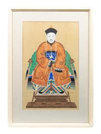 A Pair of Chinese Ancestor Portraits of a Court Lady and Gentleman