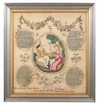 A Rare Needlework Sampler by Rachel Richards, Attributed to Ann Marsh School, Philadelphia, PA, Dated "1792"