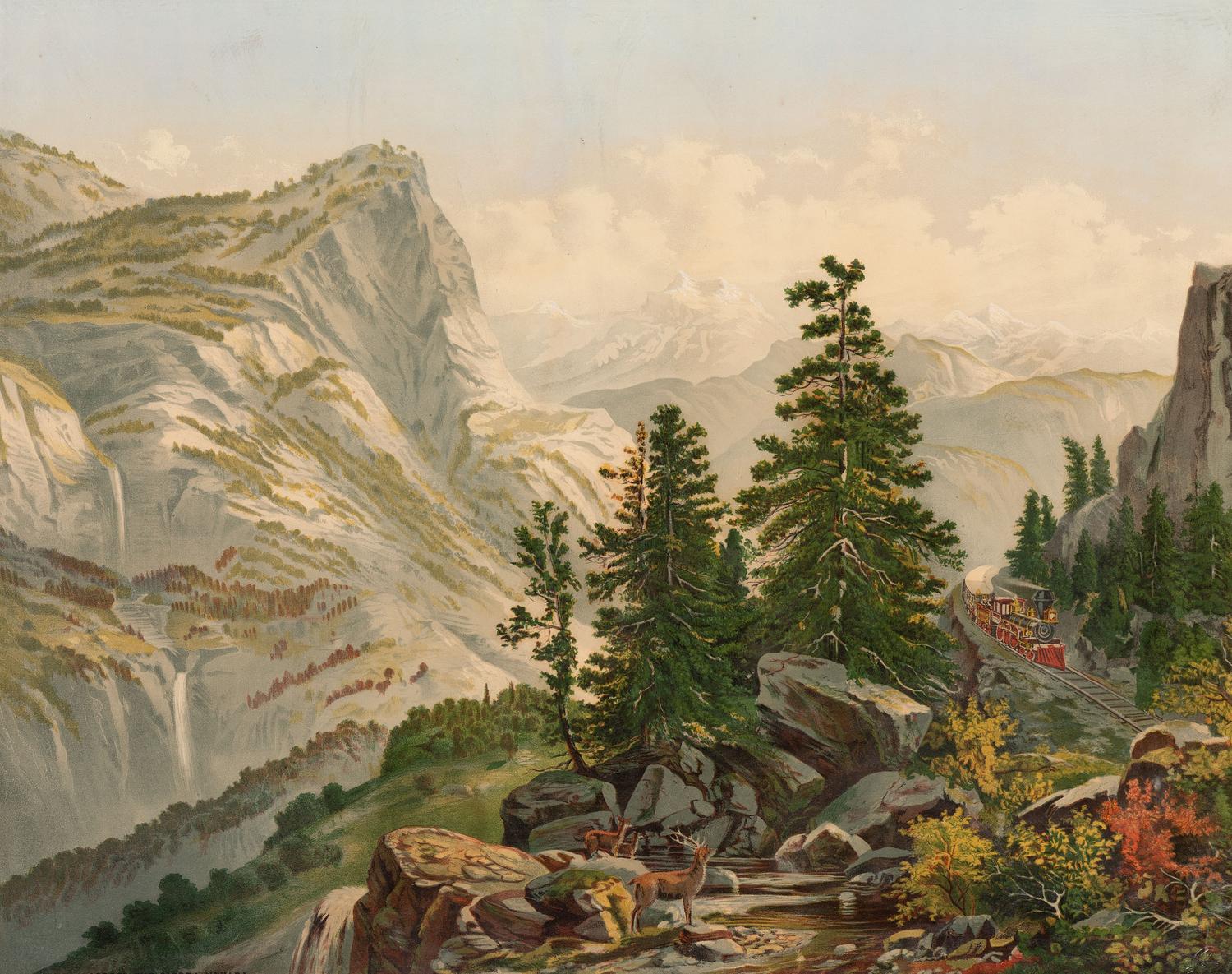 [TRANSPORTATION]. Across the Sierra Nevada . Cincinnati, OH: Krebs Lithographing Co., 1878.