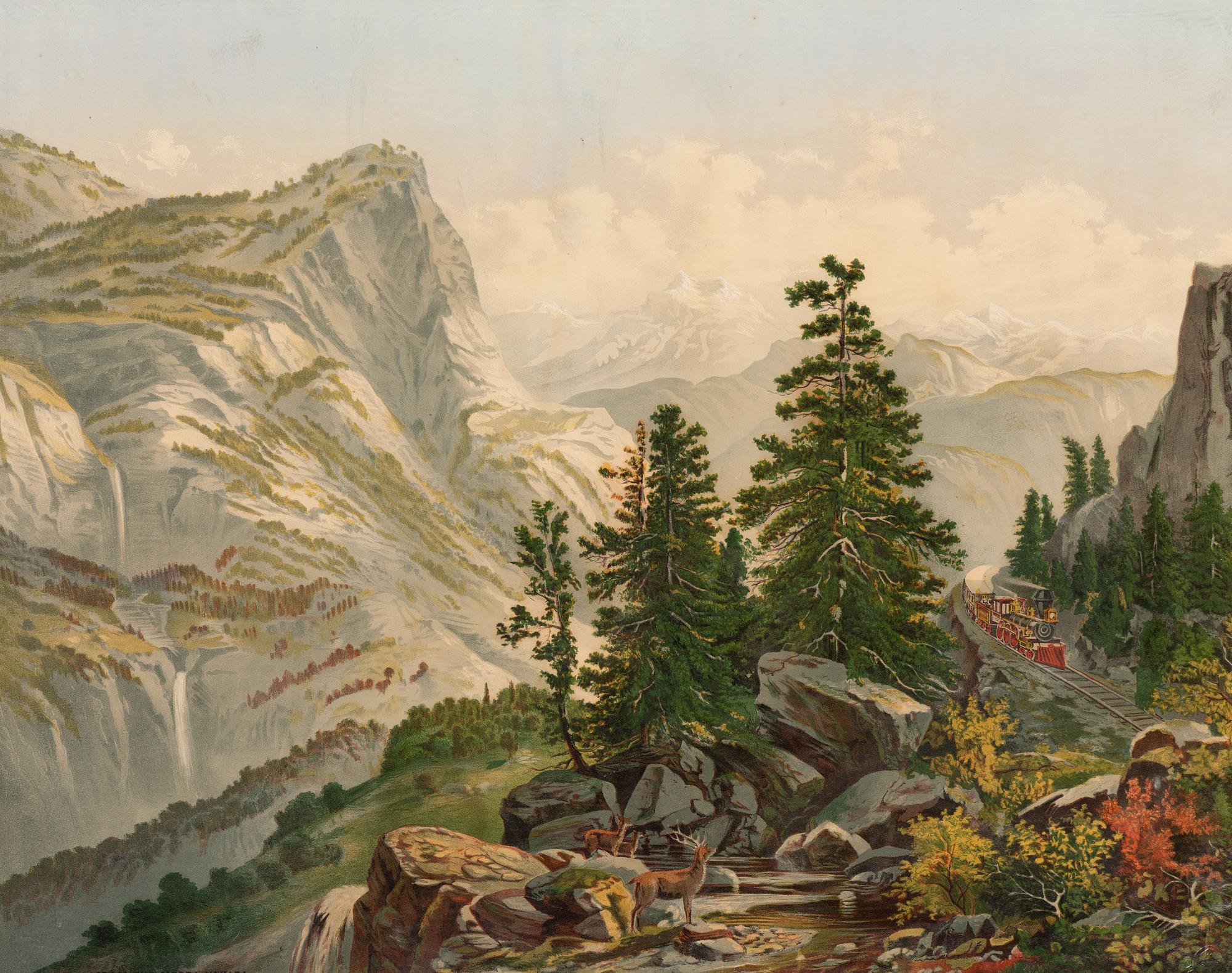 [TRANSPORTATION]. Across the Sierra Nevada . Cincinnati, OH: Krebs Lithographing Co., 1878.
