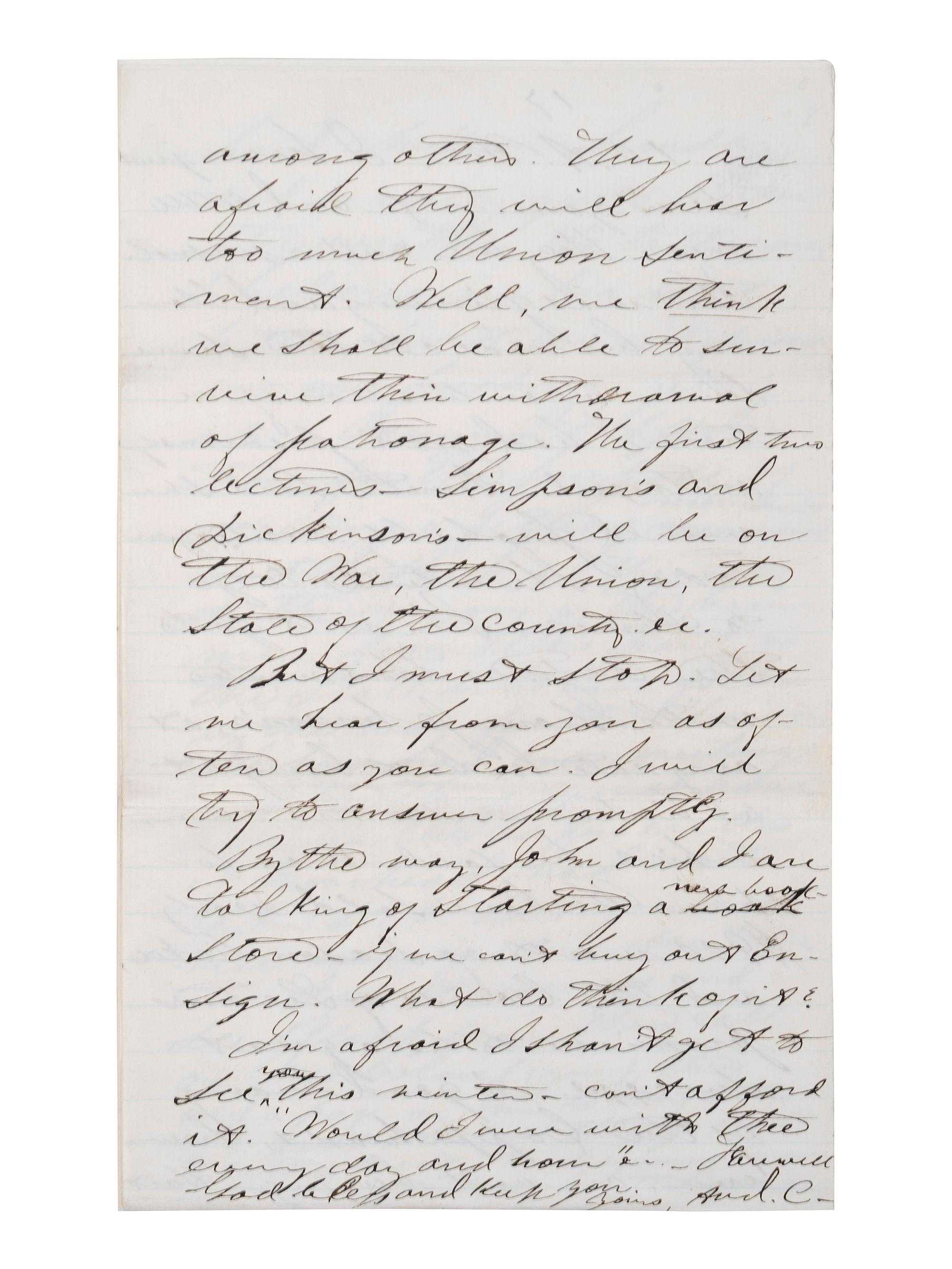 [CIVIL WAR]. Military preparations against a rebel attack by way of Canada and Lake Erie described in 18 pp. letter to Lt. Col. McCreary of the 145th Pennsylvania.