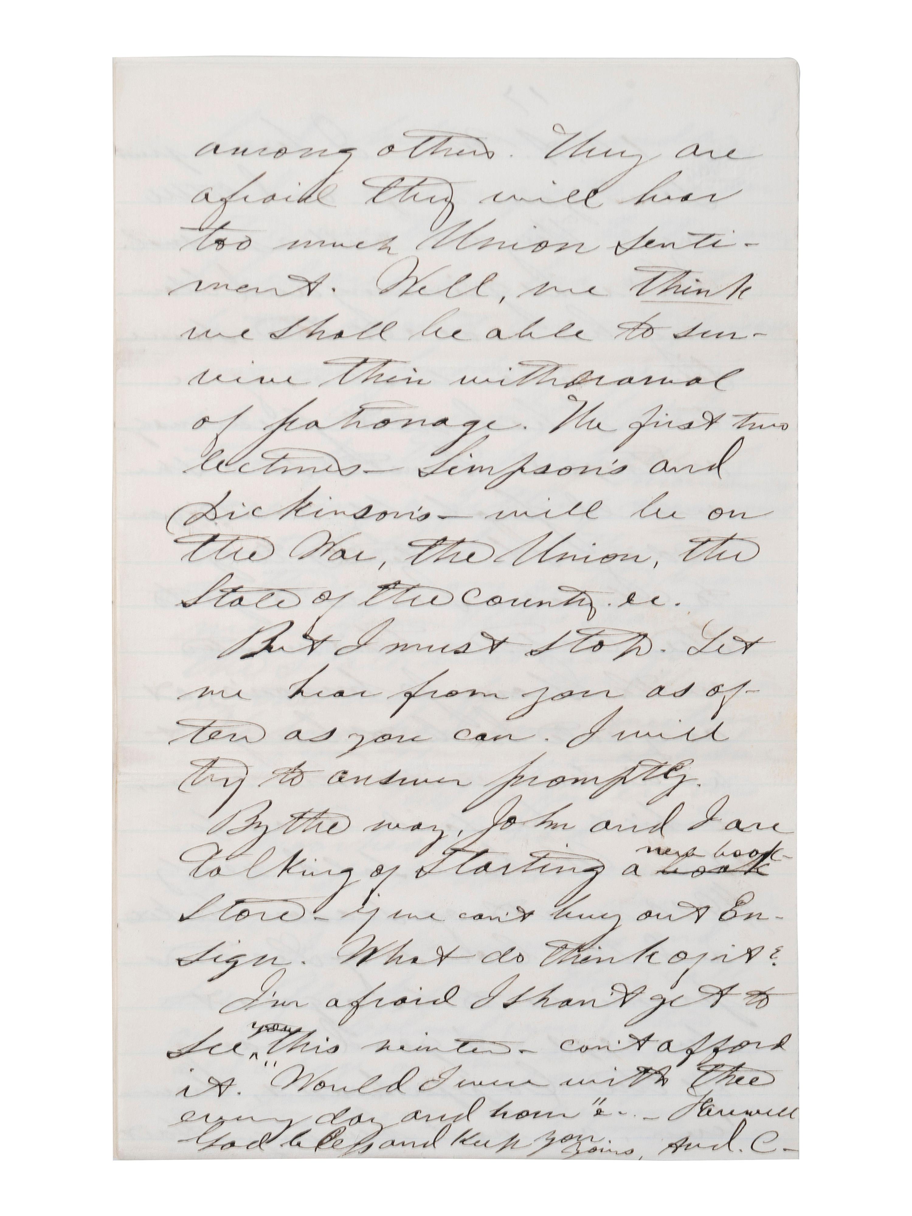 [CIVIL WAR]. Military preparations against a rebel attack by way of Canada and Lake Erie described in 18 pp. letter to Lt. Col. McCreary of the 145th Pennsylvania.