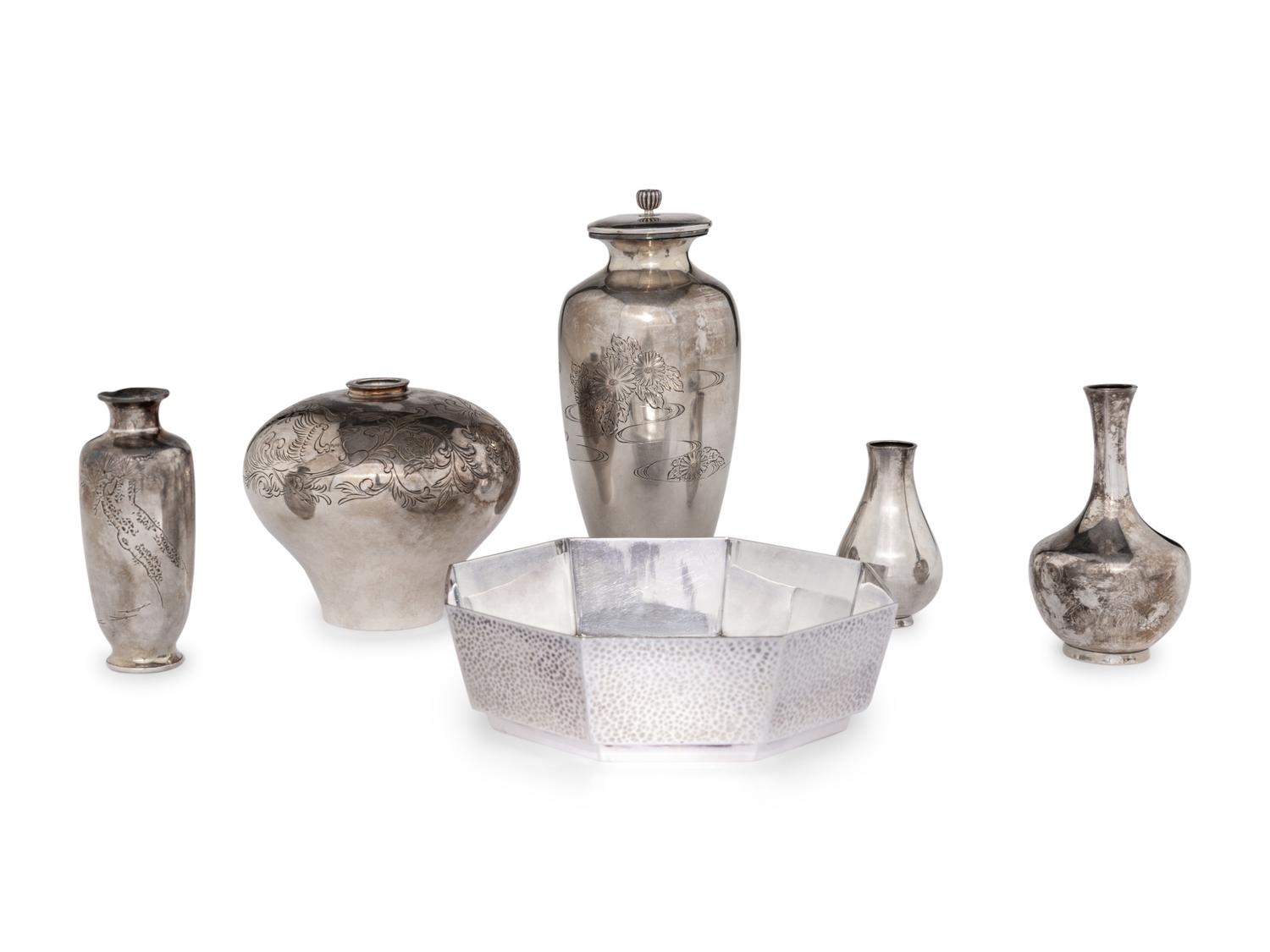 Six Japanese Silver Vessels