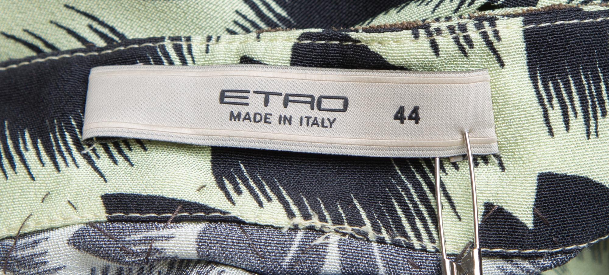 An Etro Green and Black Silk Print Blouse, Size 44.