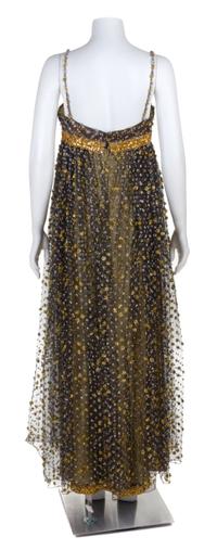 A Galanos Gold Lamé and Black Tulle Evening Gown and Jacket, No size.
