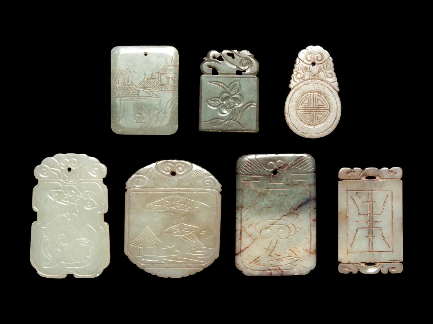 Seven Chinese Jade Carved Plaques