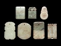 Seven Chinese Jade Carved Plaques