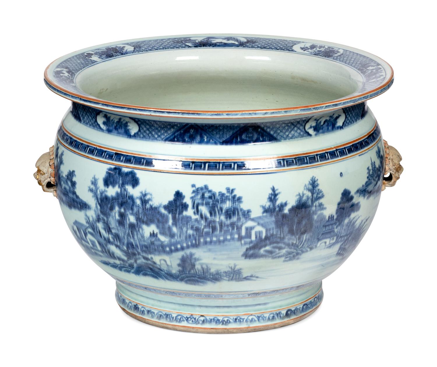 A Chinese Export Blue and White Porcelain Jardinière