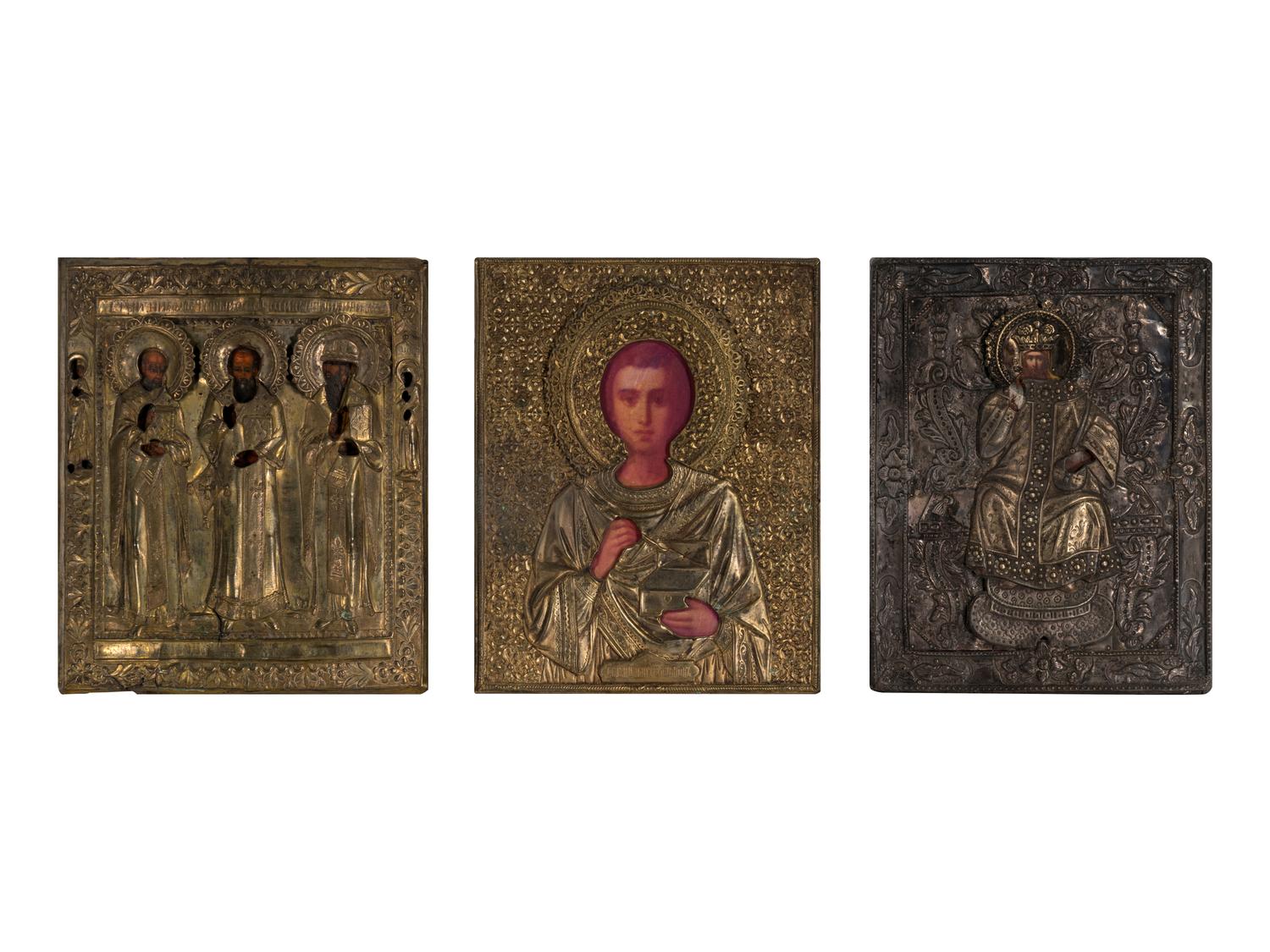 Three Russian Silver Oklad Icons