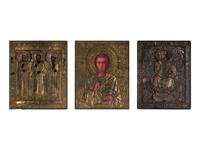 Three Russian Silver Oklad Icons