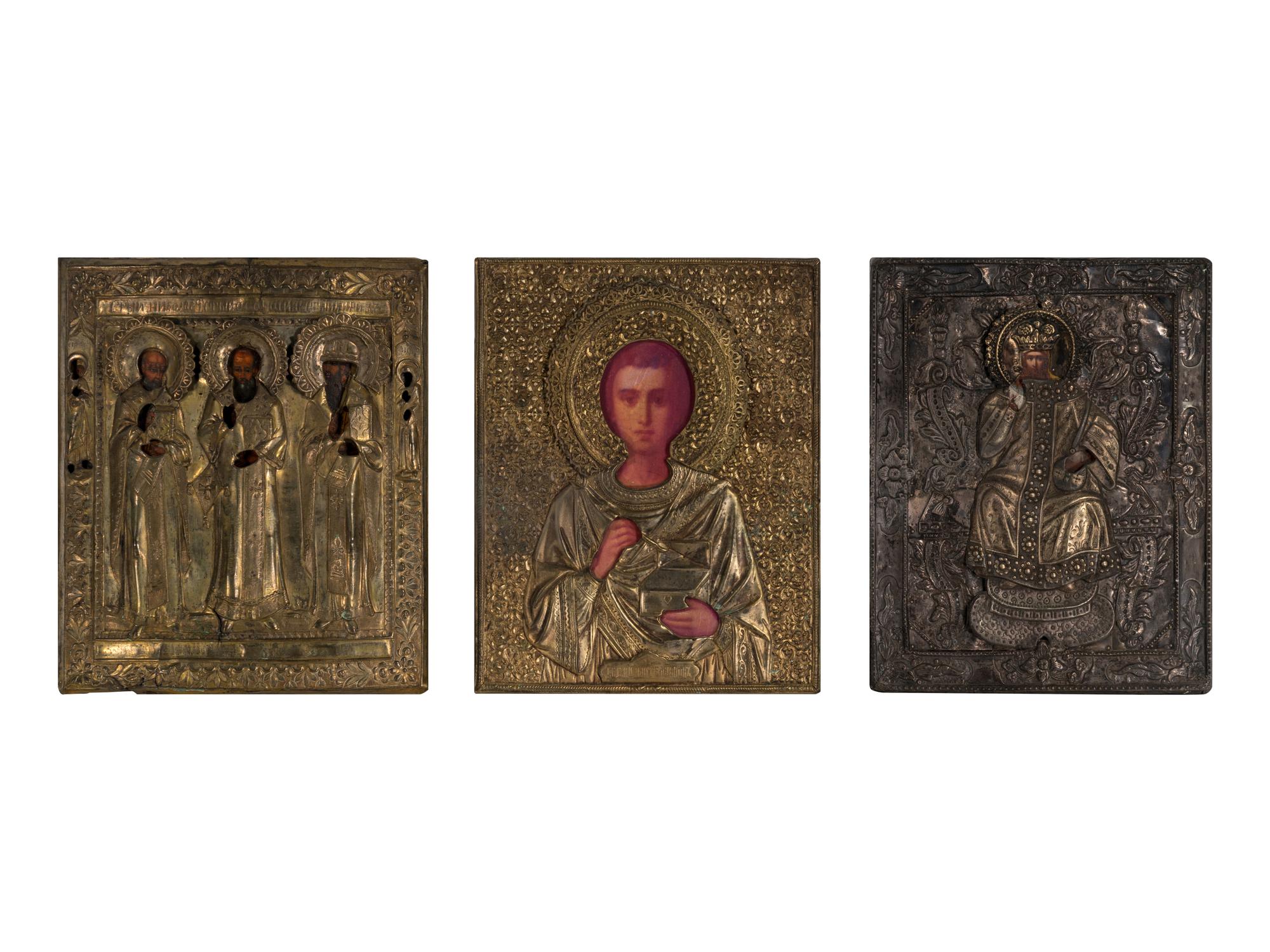 Three Russian Silver Oklad Icons