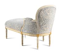 A Louis XVI Style Painted and Parcel-Gilt Chaise Longue