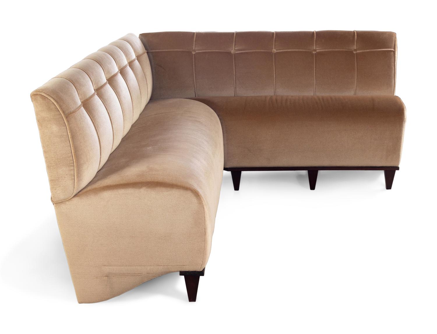 A Custom Silk and Mohair-Upholstered Corner Banquette