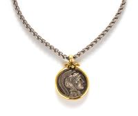 Three Greco-Roman Silver Coins — Set in silver and gold necklaces