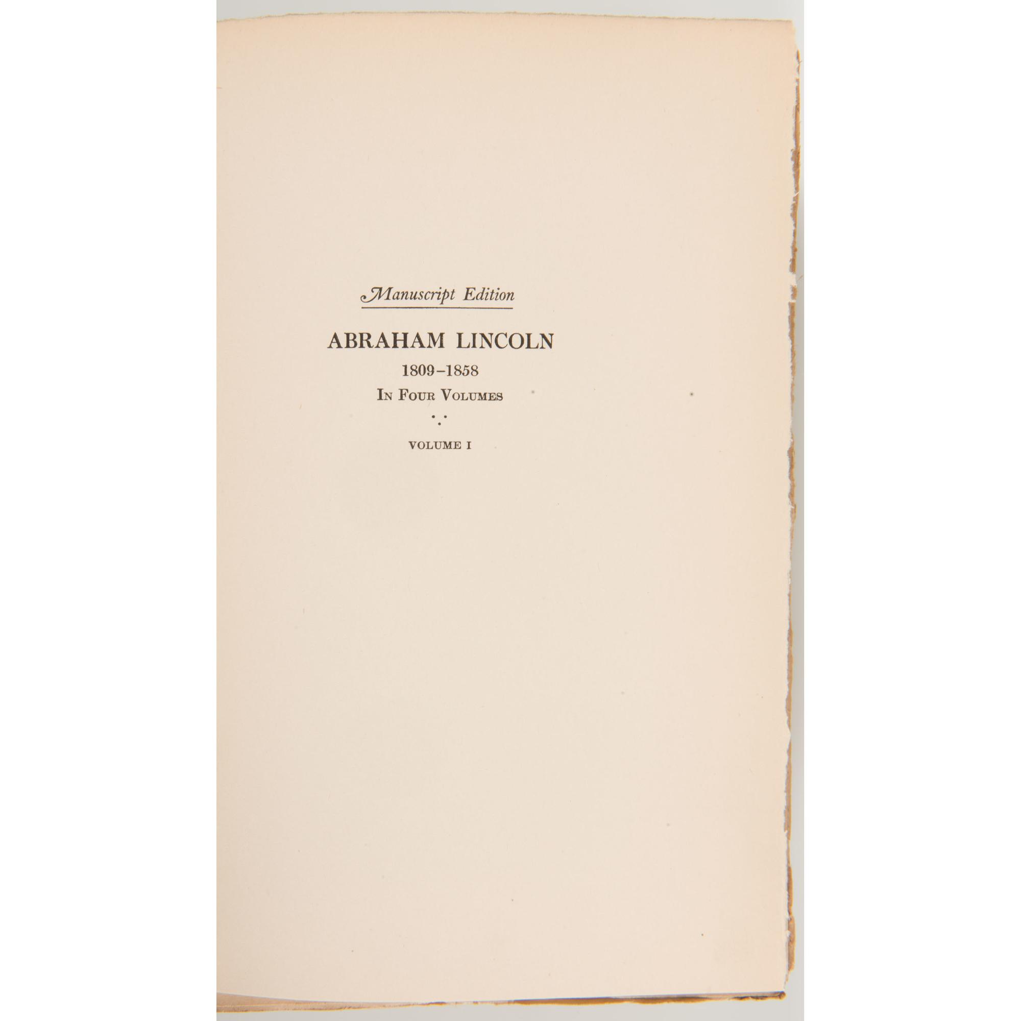 Abraham Lincoln: 1809-1858 by Albert J. Beveridge, Scarce Manuscript Edition in Four Volumes
