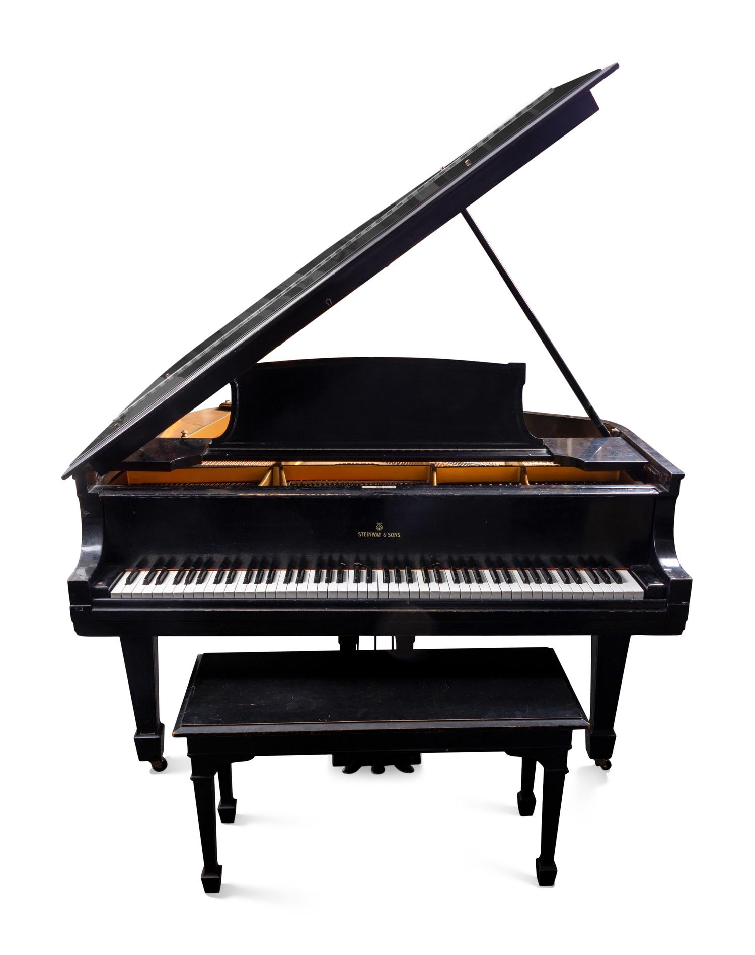 A Steinway and Sons Model L Black Lacquer Baby Grand Piano
