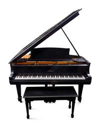 A Steinway and Sons Model L Black Lacquer Baby Grand Piano