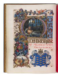 [CALLIGRAPHIC MANUSCRIPT]. SANGORSKI, Alberto, calligrapher and illuminator. -- TENNYSON, Alfred, Lord (1809-1892). Le Morte d'Arthur . [London, ca 1910].