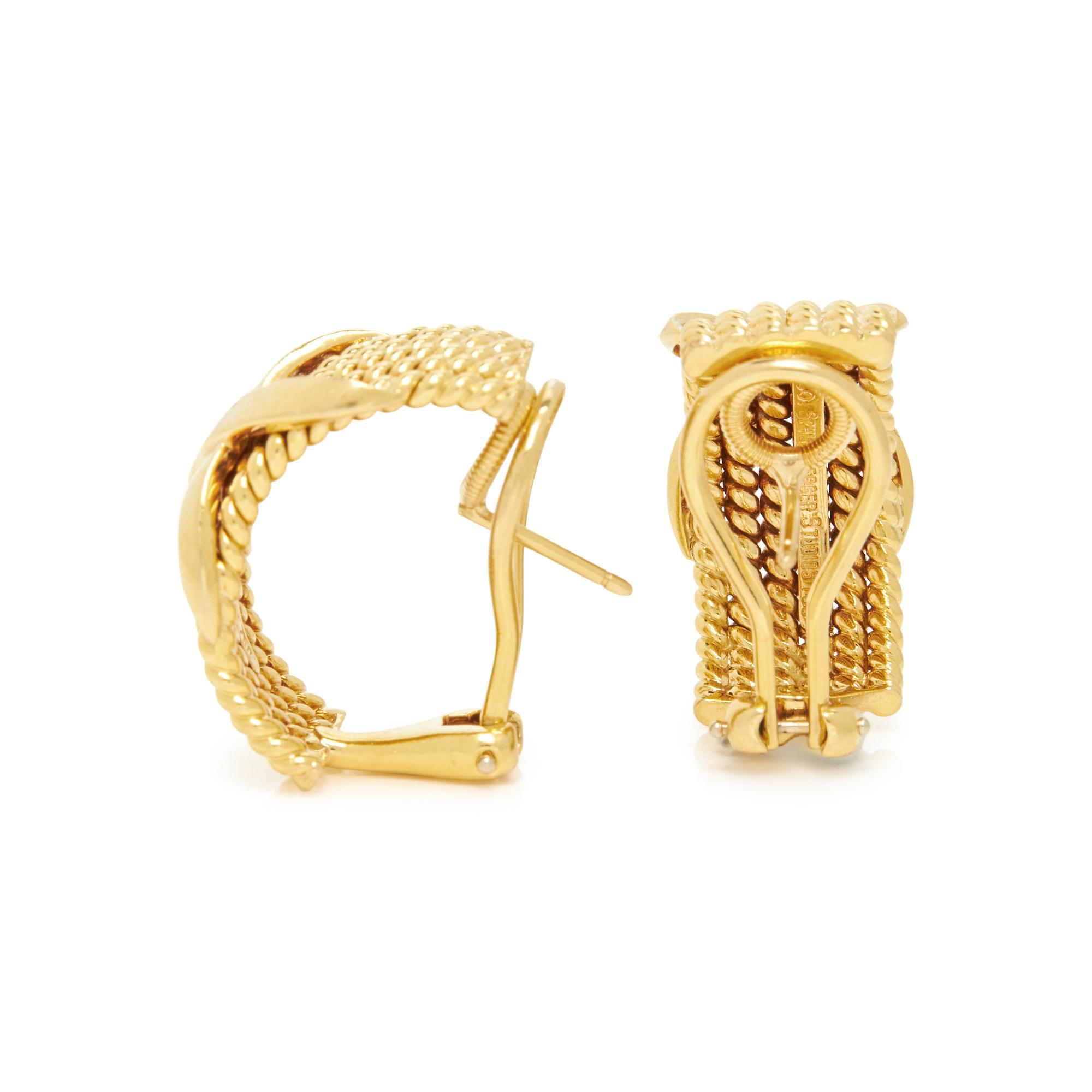 TIFFANY & CO., SCHLUMBERGER, YELLOW GOLD 'X' HALF-HOOP CLIP EARRINGS