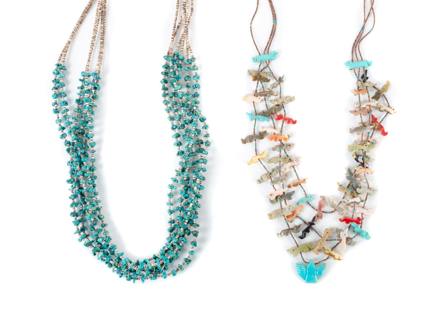 Two Southwestern Necklaces Length of largest 27 inches