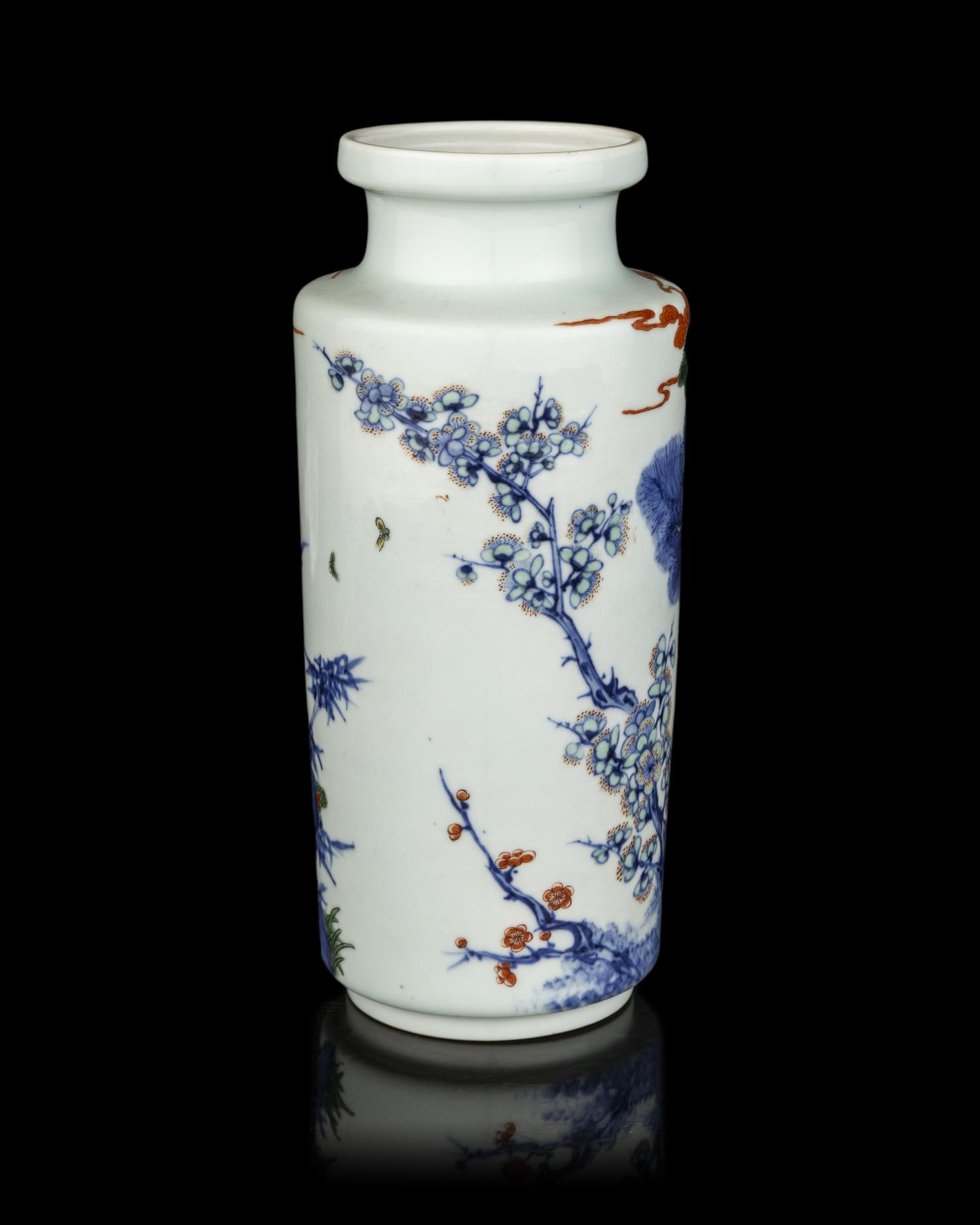 A Chinese Underglaze Red and Wucai Decorated Porcelain Vase
