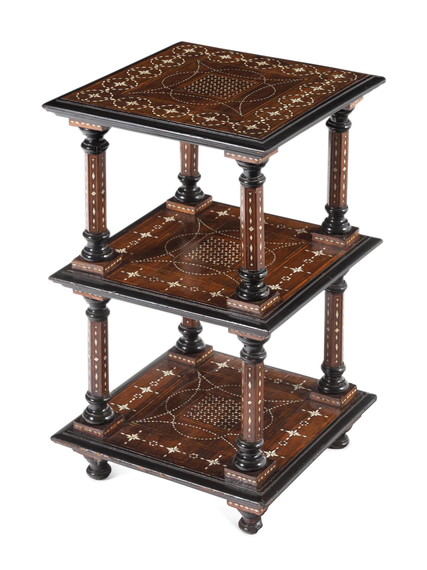 A North Italian Bone Inlaid Walnut Side Table