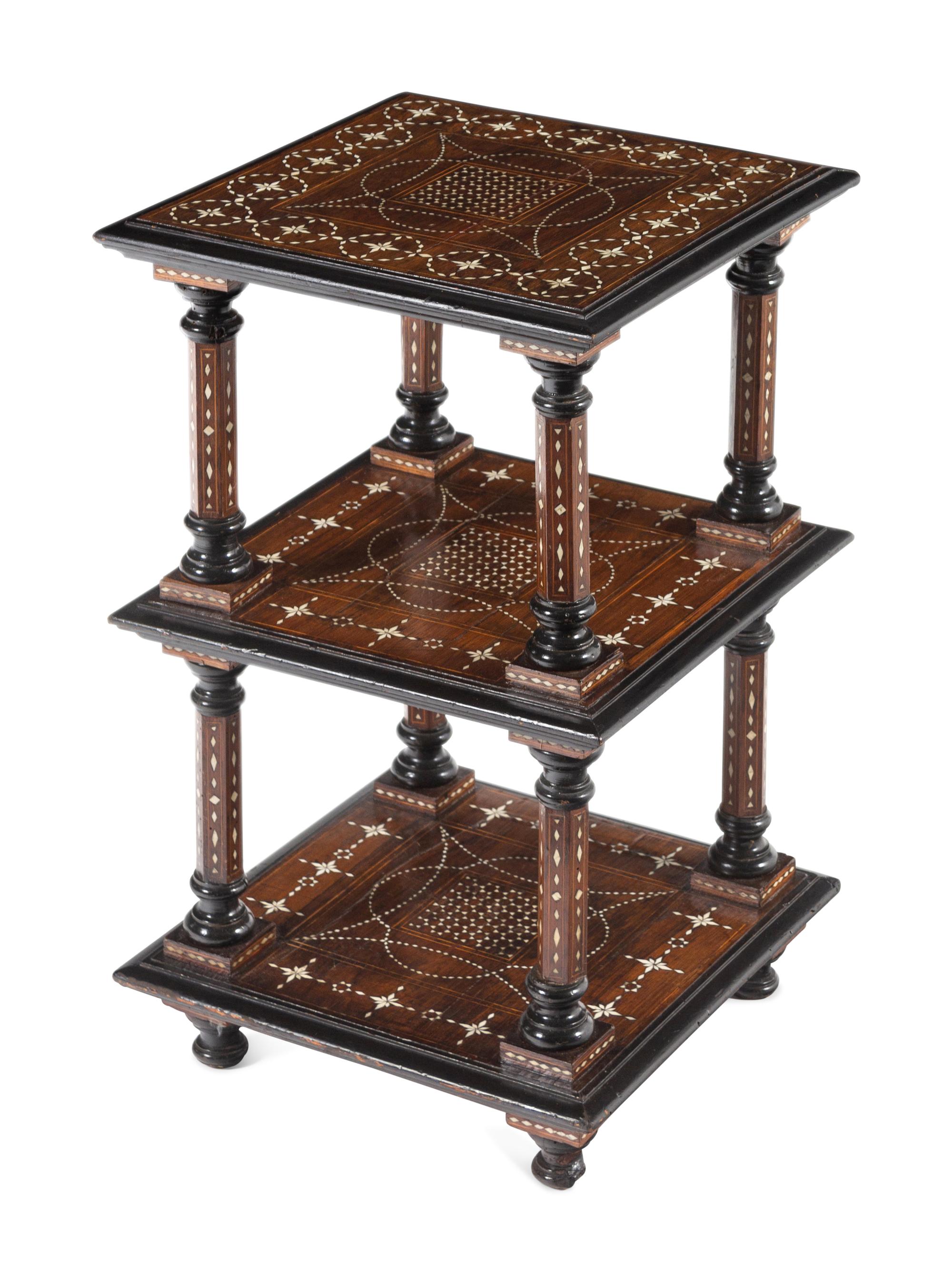 A North Italian Bone Inlaid Walnut Side Table