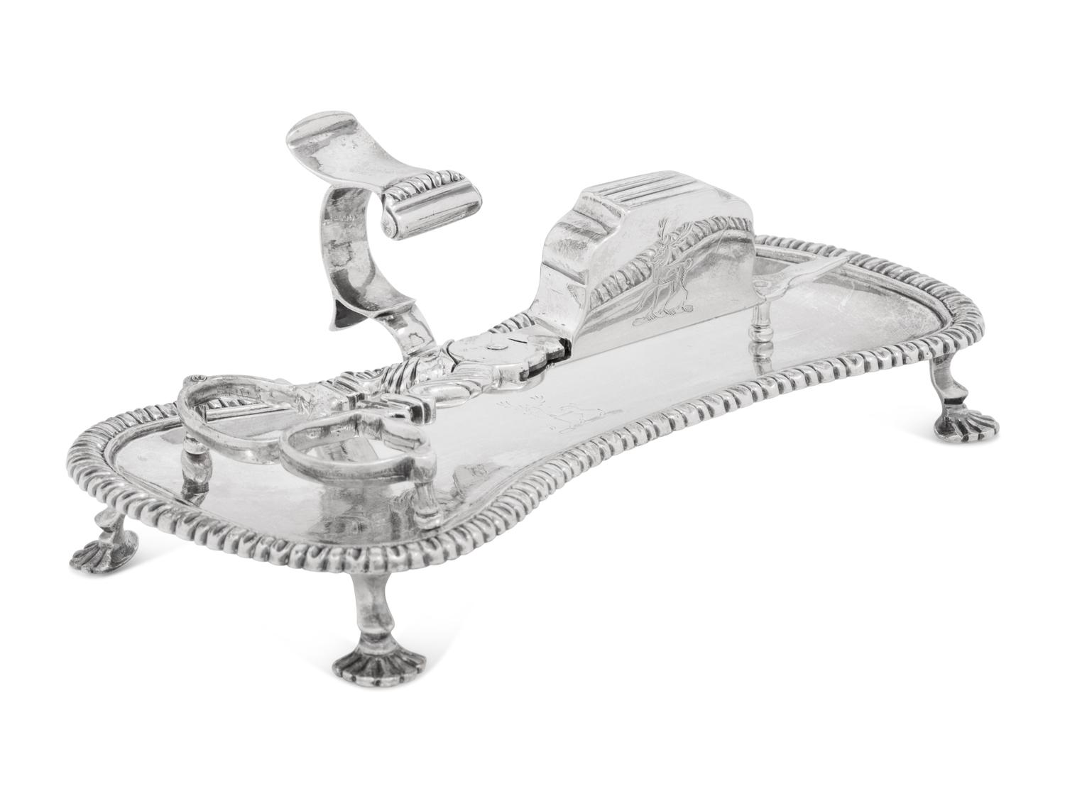 A George II Silver Wick Shears and Tray