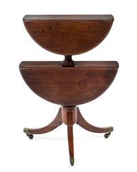A Regency Style Mahogany Two-Tiered Drop-Leaf Dumb Waiter, Height 31 3/4 inches.